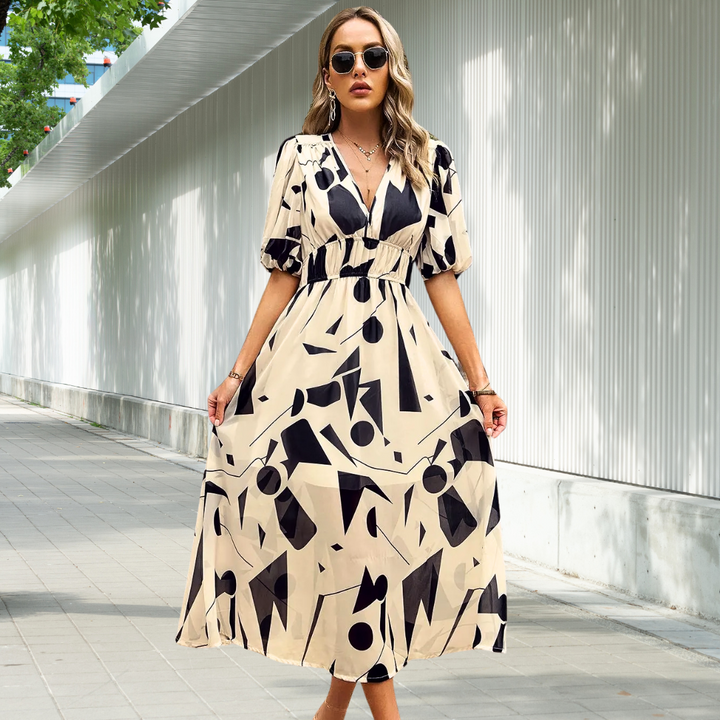 LEONA - TIMELESS MIDI DRESS WITH PUFF SLEEVES