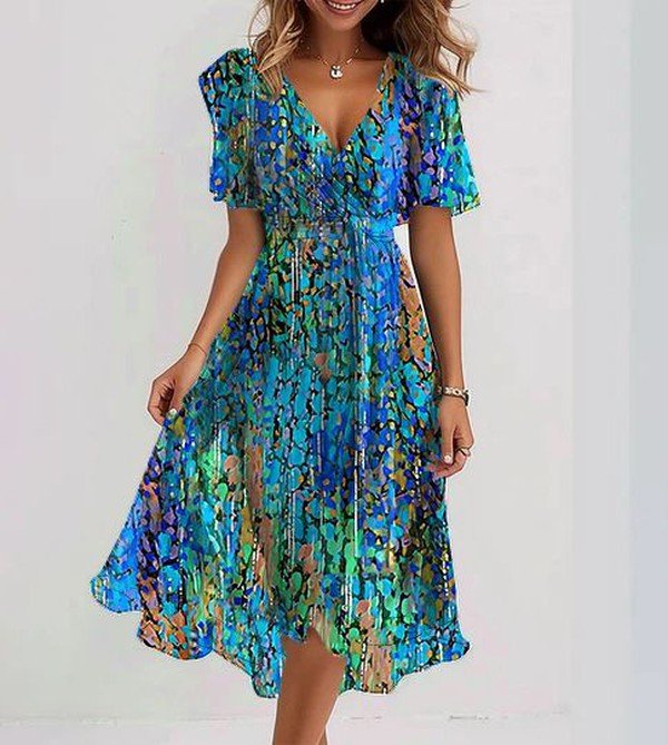 Anahera™ - Breezy Blue Midi Dress